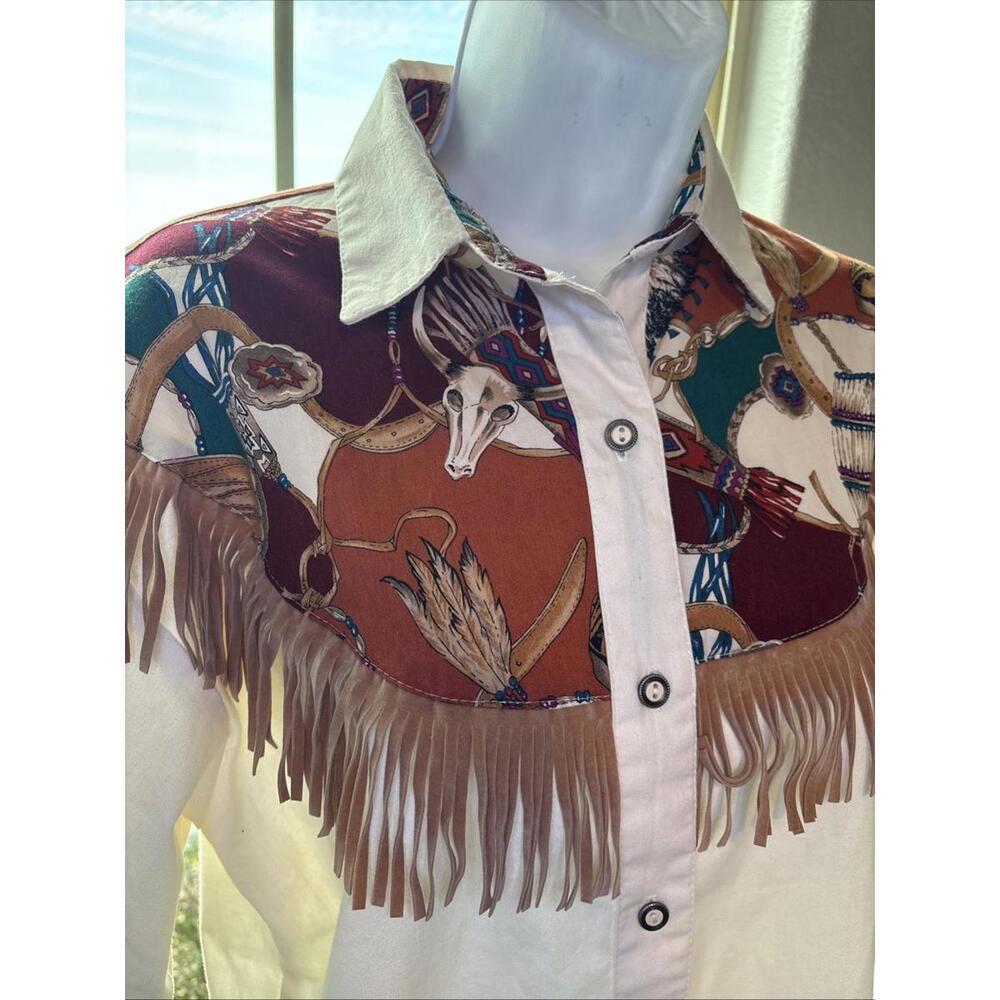 Vintage 80s 90s Banjo Rodeo Button Western Shirt Medium